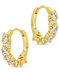 Sterling Forever - Georgia Cubic Zirconia Huggie Hoop Earrings - Lyst