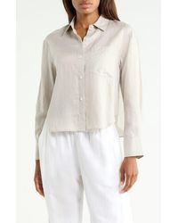 Theory - Linen Blend Boyfriend Shirt - Lyst