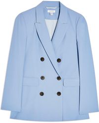 TOPSHOP Double Breasted Suit Jacket In Blue At Nordstrom Rack