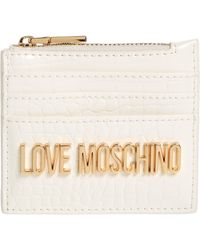 Love Moschino - Croc Embossed Faux Leather Zip Card Wallet - Lyst