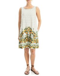 chinese dress ladies Max Studio London Womens Printed Bishop Sleeve Midi Dress Tan L at Amazon  Women's Clothing store