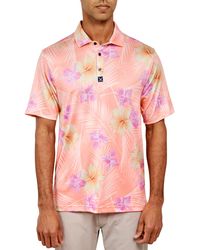 Con.struct Slim Fit Performance Tropical Floral Polo - Pink