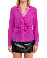 Endless Rose - Ruched Front Chiffon Shirt - Lyst