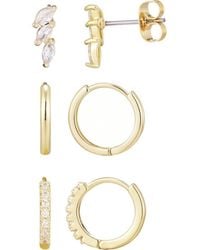 Adornia - Set Of 3 Assorted Hoops And Stud Earrings - Lyst