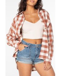 Roxy - Let's Get Away Check Cotton Flannel Button-Up Shirt - Lyst