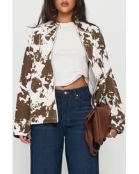 Princess Polly - Another Life Zip Through Cow Print Jacket - Lyst