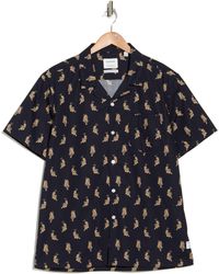 PUBLIC ART - Tiger Short Sleeve Cotton Button-up Camp Shirt - Lyst
