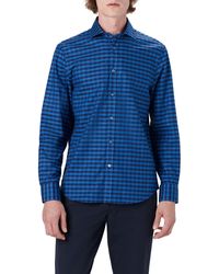 Bugatchi - Shaped Fit Check Stretch Cotton Button-up Shirt - Lyst