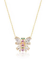 Gabi Rielle - 14k Gold Plated Sterling Silver & Cz Butterfly Pendant Necklace - Lyst