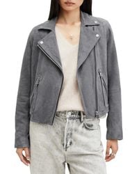 AllSaints - Dalby Suede Moto Jacket - Lyst
