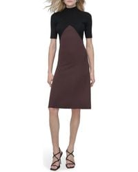 DKNY - Colorblock Sliced Rib Short Sleeve Turtleneck Sweater Dress - Lyst
