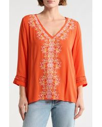 Forgotten Grace - Embroidered V-Neck Top - Lyst