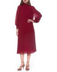 Alexia Admor - Kehlani Long Sleeve Chiffon Midi Dress - Lyst