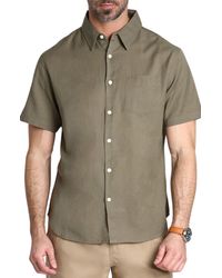 Jachs New York - Solid Short Sleeve Cotton & Linen Button-up Shirt - Lyst