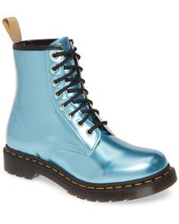 dr martens 1460 silver chrome flat ankle boots