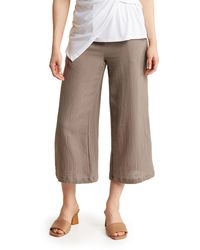 Tahari - Cotton Gauze Wide Leg Cropped Pants - Lyst