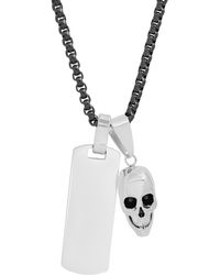 HMY Jewelry - Two-tone Stainless Steel Skull & Dog Tag Pendant Necklace - Lyst