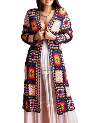 Saachi - Granny Square Crochet Longline Cardigan - Lyst