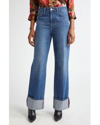 L'Agence - Miley High Waist Cuff Wide Leg Jeans - Lyst