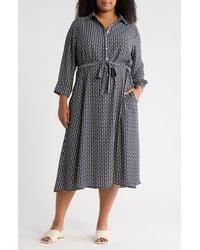 Max Studio - Tie Waist Long Sleeve Maxi Shirtdress - Lyst