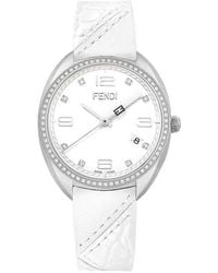 Fendi - Momento Diamond Bezel Leather Strap Watch, 34Mm - Lyst