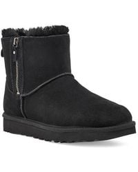 UGG - Classic Suede Mini Double Zip Genuine Shearling Boot - Lyst