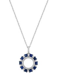 Effy - 14k White Gold Sapphire & Diamond Open Circle Pendant Necklace - Lyst