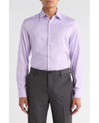 Duchamp - Slim Fit Textured Stretch Cotton Dress Shirt - Lyst
