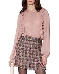 Walter Baker - Aiden Ruffle Long Sleeve Button-Up Top - Lyst