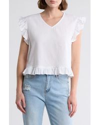 Melrose and Market - Ruffle Cap Sleeve Cotton Top - Lyst