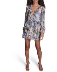 BCBGMAXAZRIA - Print Metallic Long Sleeve Dress - Lyst