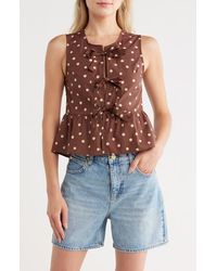 Vigoss - Polka Dot Front Bow Cotton Tank - Lyst