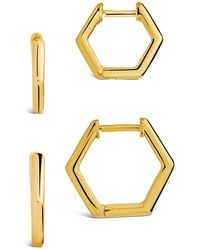 Sterling Forever - Emmy Set Of 2 Geometric Hoop Earrings - Lyst