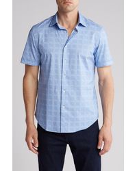 Bugatchi - Geo Print Stretch Short Sleeve Button-up Shirt - Lyst