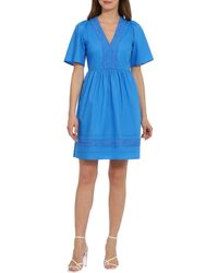 Maggy London - Short Sleeve Stretch Cotton Fit & Flare Dress - Lyst
