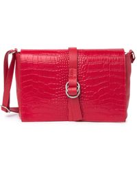 Luisa Vannini Croc Embossed Leather Shoulder Bag In Rosso At Nordstrom Rack - Red