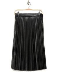 Bagatelle Pleated Faux Leather Midi Skirt - Black