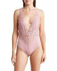 Wishlist - Plunge Neck Lace Bodysuit - Lyst