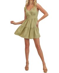 Lush - Sleeveless Gingham Mini Dress - Lyst