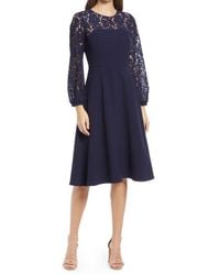 Eliza J - Lace Long Sleeve Midi Dress - Lyst