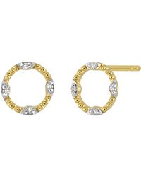CARRIERE JEWELRY Perla 18k Gold Plated Sterling Silver Diamond Open Circle Stud Earrings - Metallic
