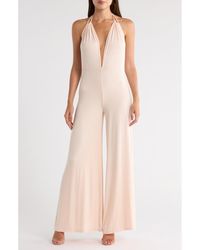 Go Couture - Plunge Strap Wide Leg Jumpsuit - Lyst