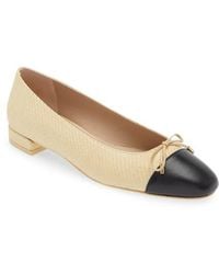 Stuart Weitzman - Sleek Cap Toe Bow Flat - Lyst