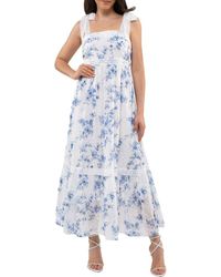 AUGUST SKY - Floral Tie Strap Empire Waist Maxi Dress - Lyst