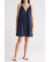 Melrose and Market - Tie Neck Sleeveless Poplin Dress - Lyst
