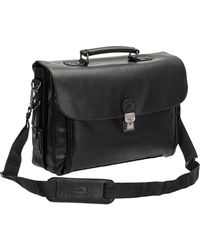 Mancini - Double Compartment Flap Leather Briefcase - Lyst