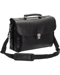 Mancini - Double Compartment Flap Leather Briefcase - Lyst