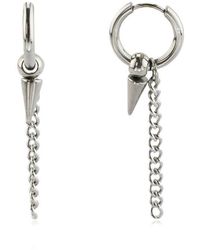 Rebel - Spike Chain Drop Huggie Hoop Earrings - Lyst