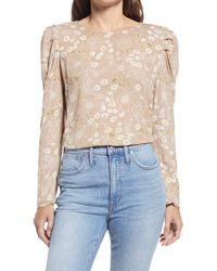 Gibsonlook - Floral Pleated Sleeve Top - Lyst