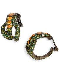Kenneth Jay Lane - Snake Crystal Stone Pavè Hoop Earrings - Lyst